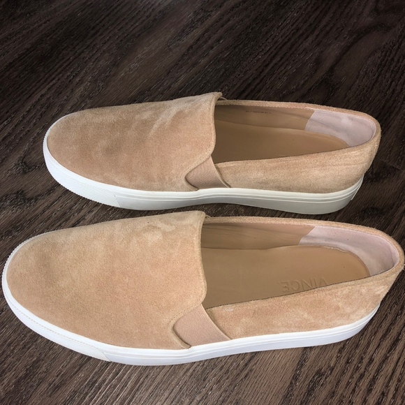 Vince Shoes - Vince Tan/Beige Suede Slip-On Sneakers